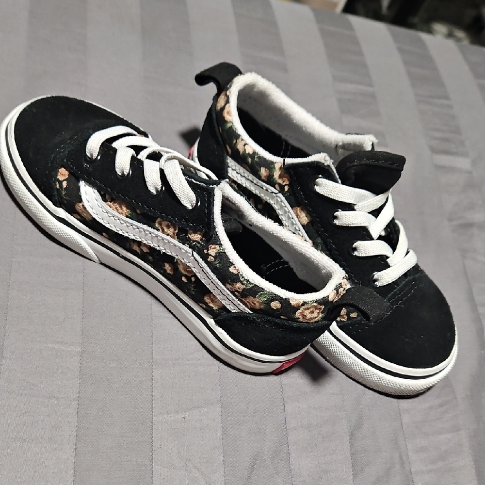 Vans Kids 8 Toddler Black and Floral Sneakers